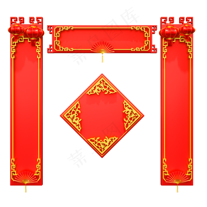 牛年 新年对联横幅(2000*2000px 300 dpi )ai矢量模版下载