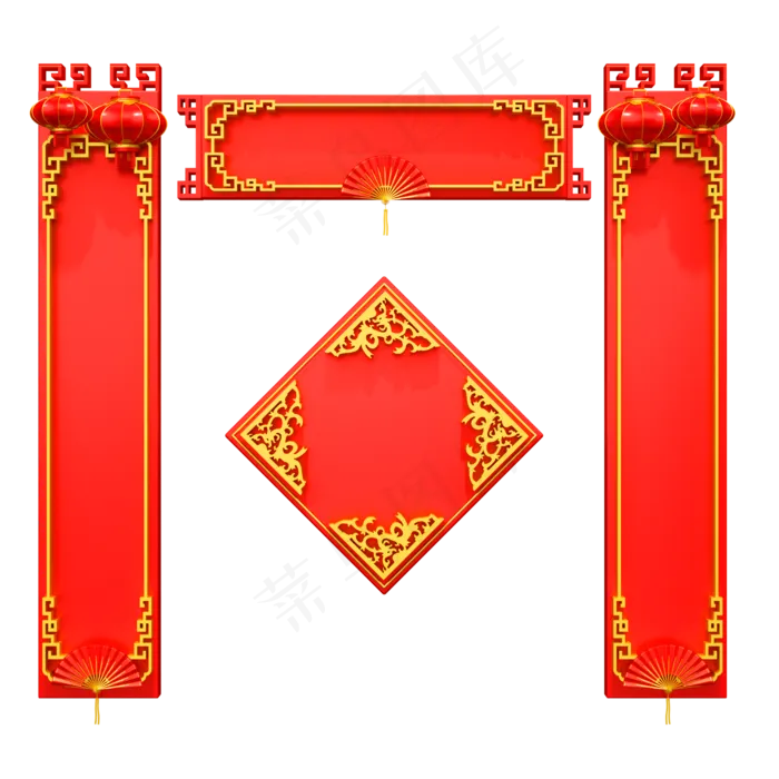 牛年 新年对联横幅(2000*2000px 300 dpi )ai矢量模版下载