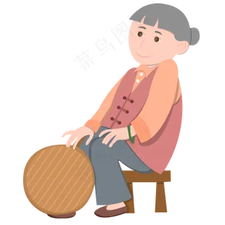 手绘矢量重阳节老奶奶人物形象