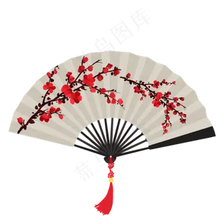中国风水墨古风风梅花折扇