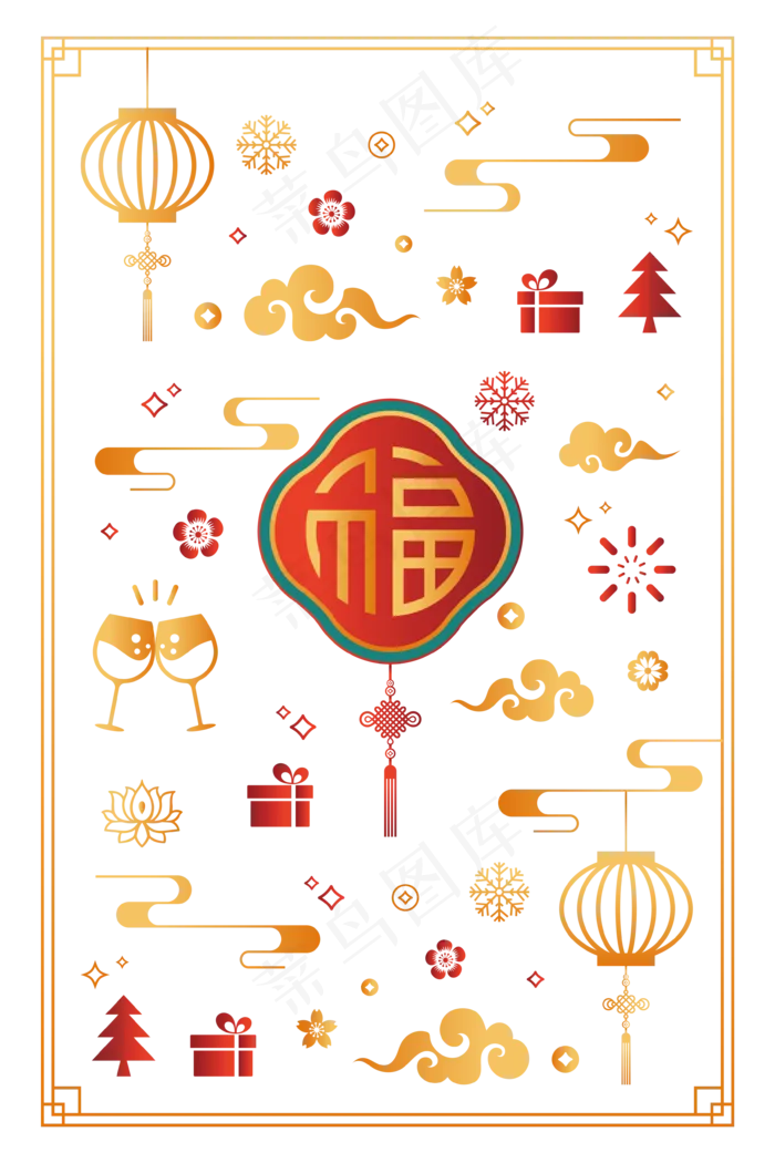新年中国风金色底纹(2000X2000(DPI:300))ai矢量模版下载