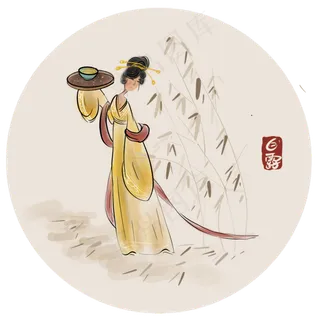 秋天端茶的古代少女
