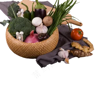 彩色一篮子蔬菜食物元素