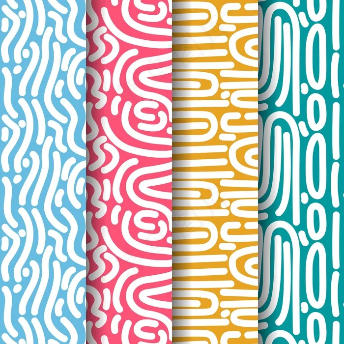 曲线无缝图案模板eps,ai矢量模版下载