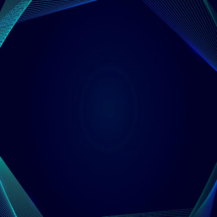 正方形深蓝色模板上的霓虹灯合成波边框