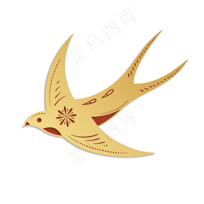剪纸风金色喜鹊(2000X2000(DPI:300))psd模版下载