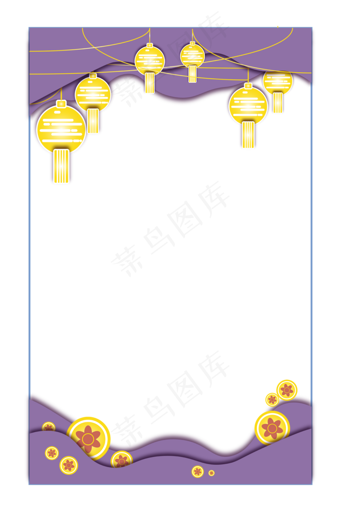 中秋节八月十五明月灯笼方形边框(2000X3000(DPI:300))psd模版下载