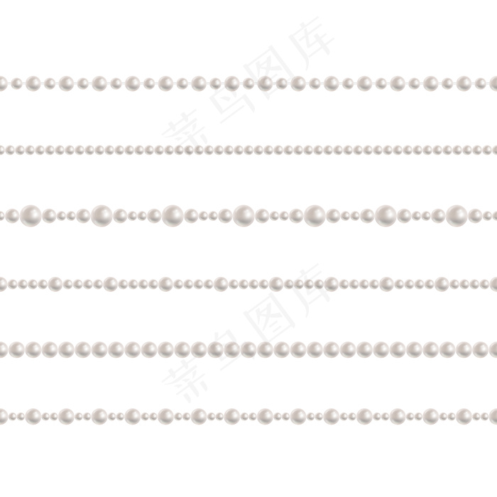 逼真的珍珠珠链。真实无缝图案的向量集