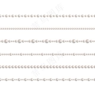 逼真的珍珠珠链。真实无缝图案的向量集