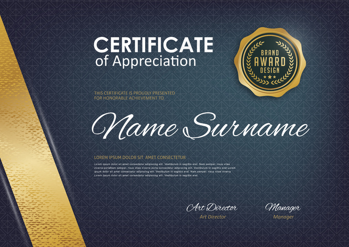 证书模板，样式简洁现代，