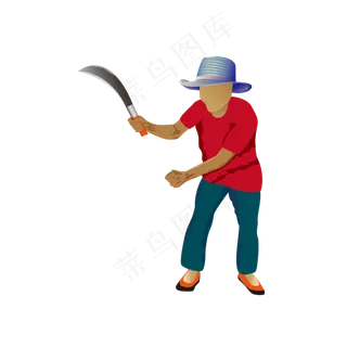 立秋秋季农民伯伯拿着镰刀