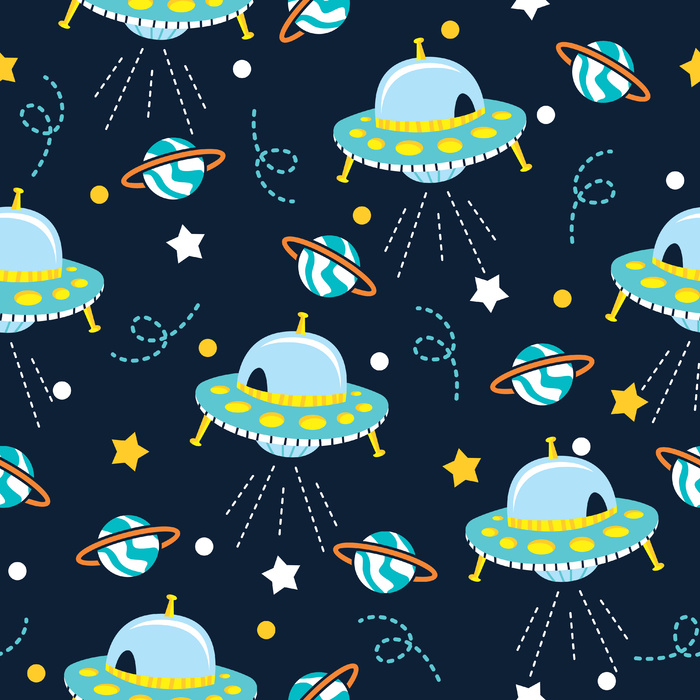 带有 ufo 图案插图的可爱星系eps,ai矢量模版下载