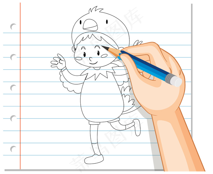 小鸡装外形手绘