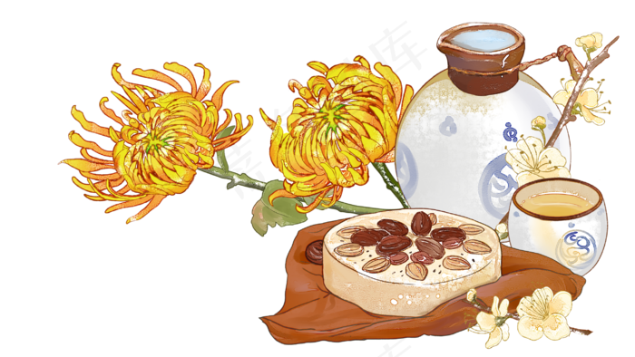 重阳节重阳糕酒壶菊花