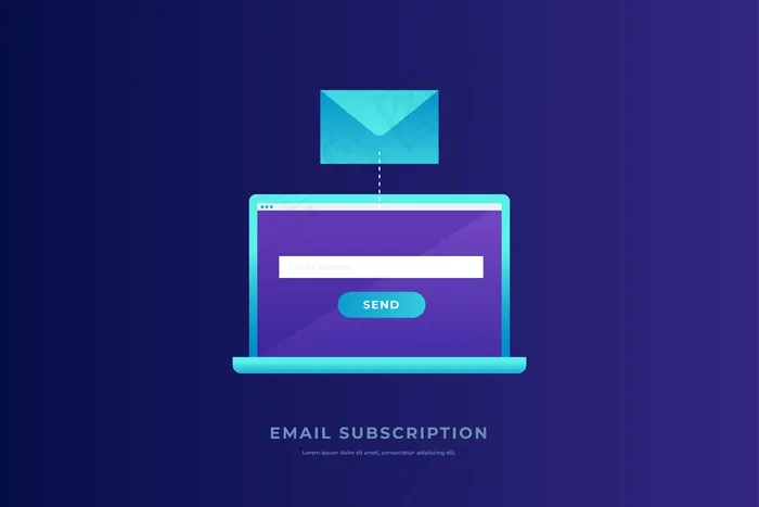 沟通观念，信息传播，发邮件。笔记本电脑，开放式屏幕，蓝色背景的邮政信封。沟通、信息传播。插图。eps,ai矢量模版下载