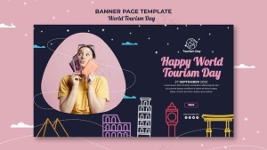 世界旅游日横幅banner模板