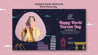 世界旅游日横幅banner模板