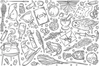 手绘魔法工具。