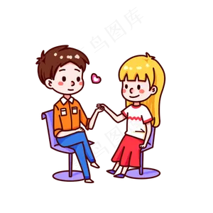 情人节男生女生约会手绘