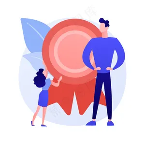 抽象概念矢量图。彰显尊崇，成就奖，高尚道德准则，大学毕业生，公众尊重，勋章徽章，荣誉纪念，高尚人物抽象隐喻。
