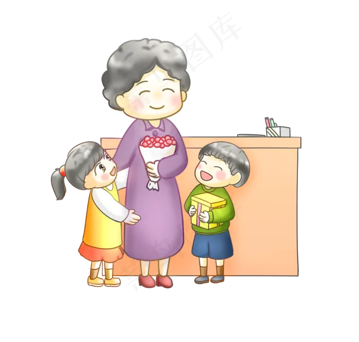 教师节送礼物给老师的学生卡通p(2253X2146(DPI:300))psd模版下载
