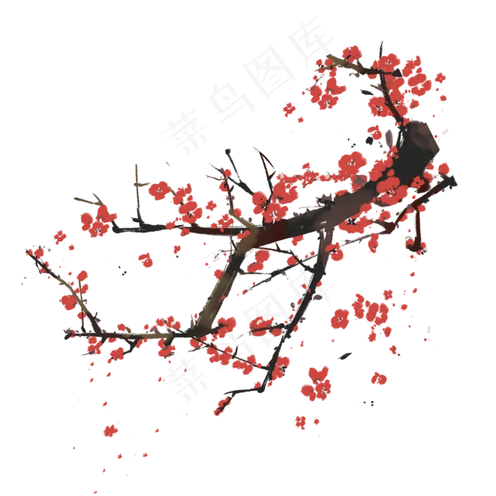 冬季植物腊梅水墨素材(2000X2000(DPI:300))psd模版下载