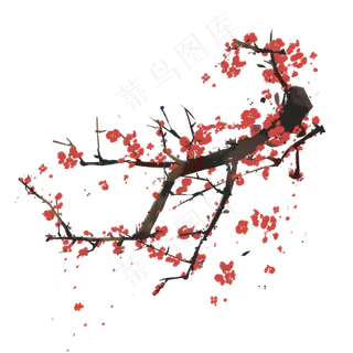 冬季植物腊梅水墨素材