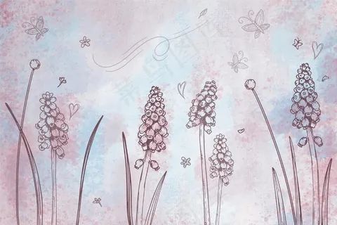 水彩背景与手绘元素