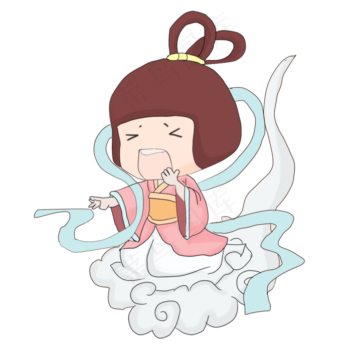 Q版织女腾云驾雾的织女圆