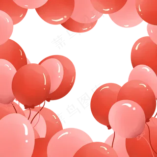 情人节手绘暖色气球边框