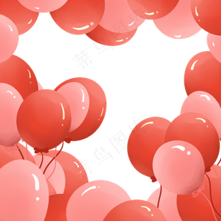 情人节手绘暖色气球边框 情人节手绘暖色气球边框