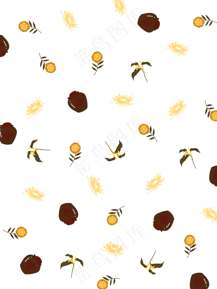 寒露黄色花枝底纹(2100X2800(DPI:299))psd模版下载