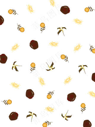 寒露黄色花枝底纹