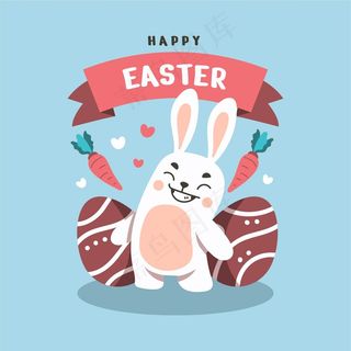 复活节背景中的快乐小兔子