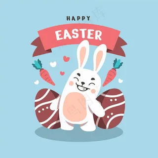 复活节背景中的快乐小兔子