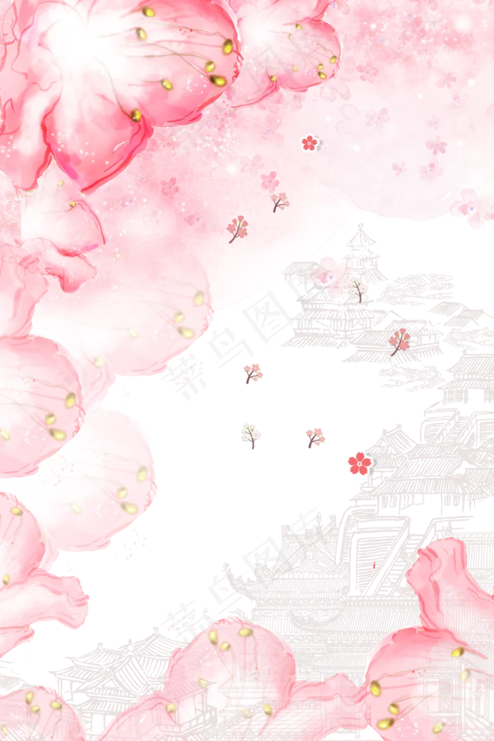 樱花底纹,免抠元素(3543*5315px 150 dpi )psd模版下载
