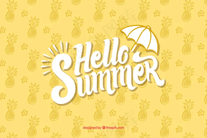 Hello夏季背景，菠萝图案eps,ai矢量模版下载