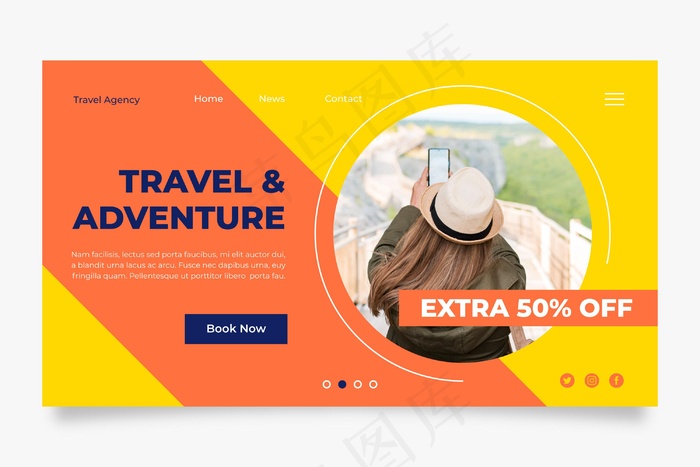 带照片的旅游销售主页模板eps,ai矢量模版下载