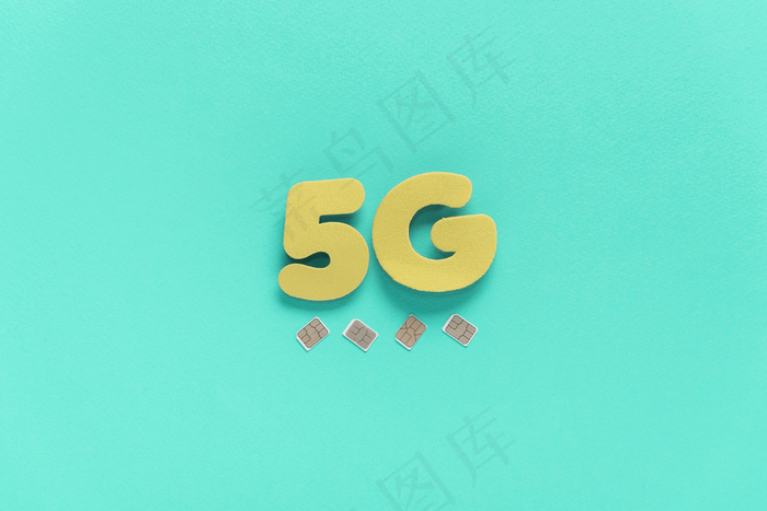 带sim卡的纯背景5g文本