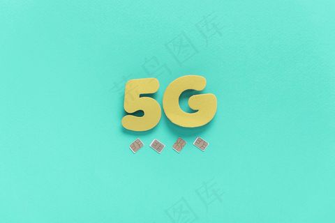 带sim卡的纯背景5g文本