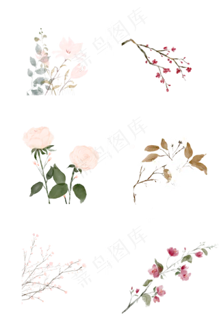 古风花朵树杈鲜花