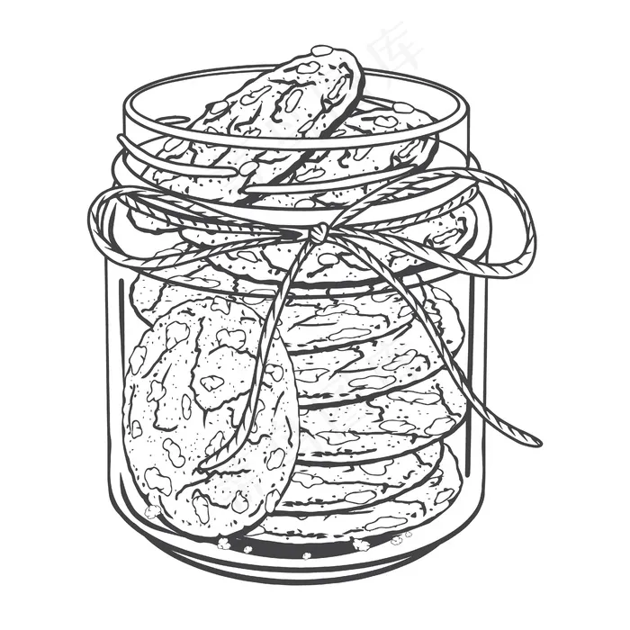 玻璃罐里有饼干和巧克力。eps,ai矢量模版下载