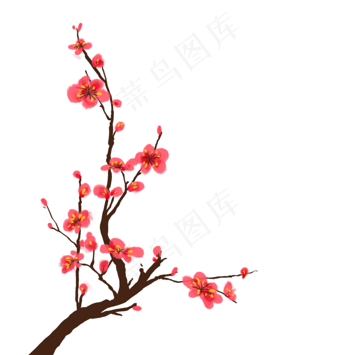 国潮红色梅花腊梅(2048X2048(DPI:300))psd模版下载