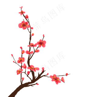 国潮红色梅花腊梅