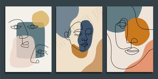 具有最小形状和线条艺术面的抽象背景。