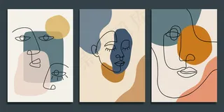 具有最小形状和线条艺术面的抽象背景。