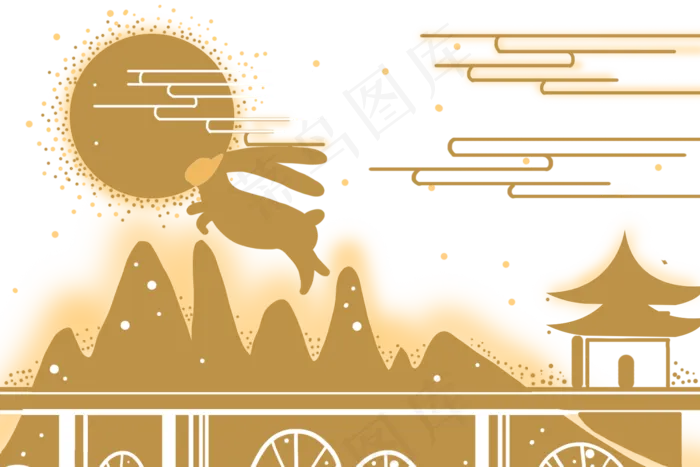 中秋月圆玉兔底纹(1536X1024(DPI:300))psd模版下载