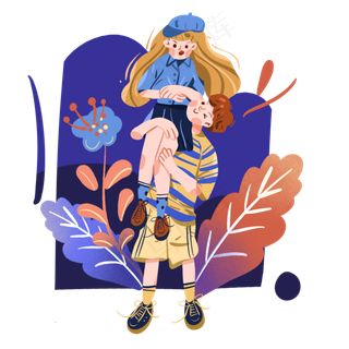 七夕节坐在男朋友肩上的可爱女生