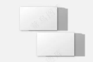 白色色调的空白名片模型样机，具有前后视图