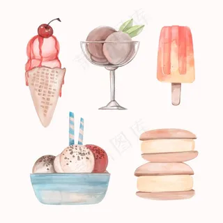 手绘水彩冰淇淋包